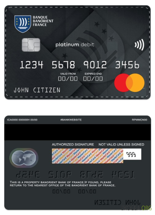 France Banorient France Banque platine de débit mastercard